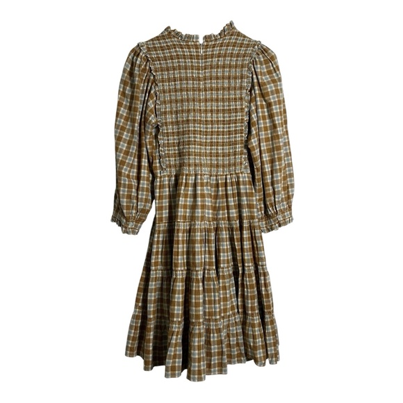 DOEN Medina Smocked Plaid Tiered Puff Sleeve Cottagecore Mini Dress - Picture 4 of 12